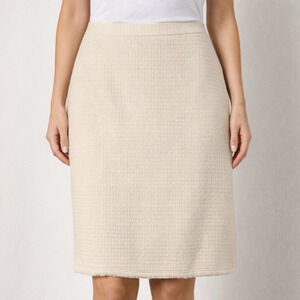 Banana Republic Ivory Cream Textured Gauze Underlay Pencil Straight Knee Wool 6